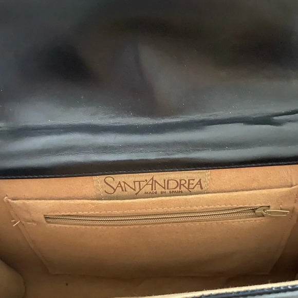 VINTAGE Sant’ Andrea Black Envelope Clutch Purse *boutique* - Picture 6 of 12